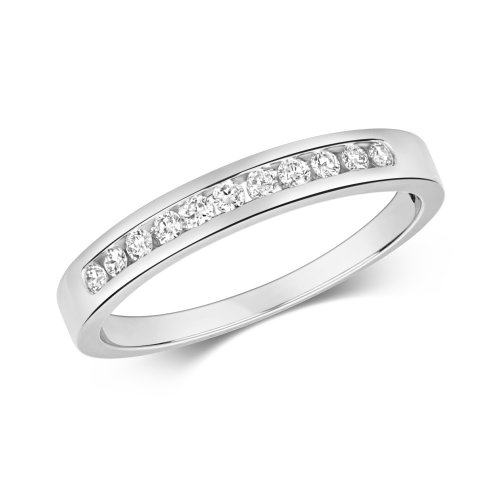 Diamond Channel Set Half Eternity  Ring In 9ct White Gold 