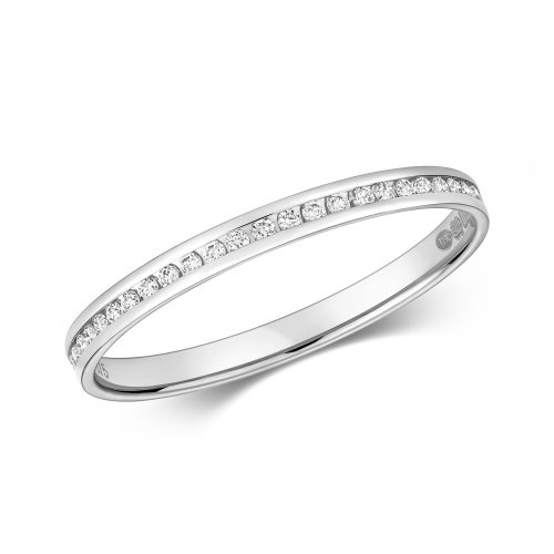 Diamond Channel Set Half Eternity Ring In 9ct White Gold 