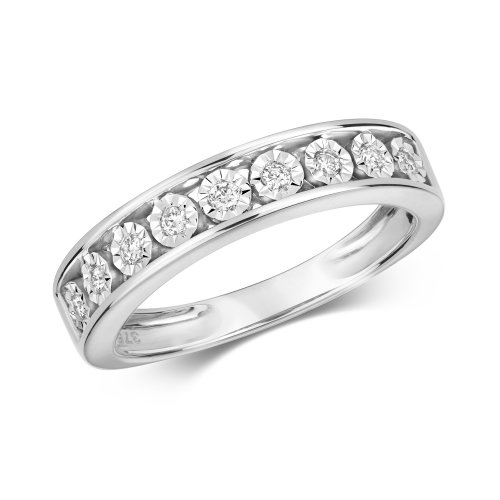 Diamond Illusion Set Eternity Ring In 9ct White Gold 