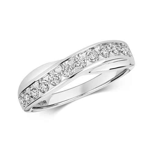 Diamond Crossover Eternity Ring In 9ct White Gold 