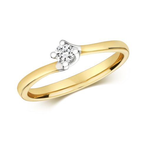 Diamond Solitaire Twist Engagement Ring In 9ct Gold 