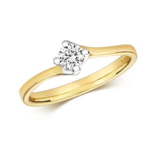 Diamond Solitaire Twist Engagement Ring In 9ct Gold 