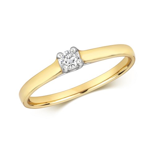 Diamond Claw Set Solitare Engagement Ring In 9ct Gold 