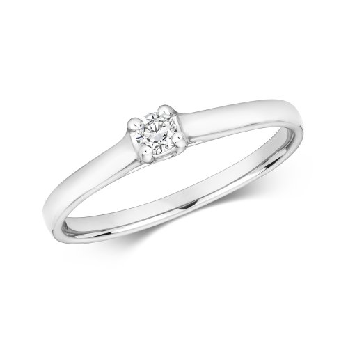 Diamond Claw Set Solitare Engagement Ring In 9ct White Gold 
