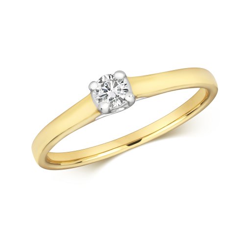 Diamond Claw Set Solitare Engagement Ring In 9ct Gold 