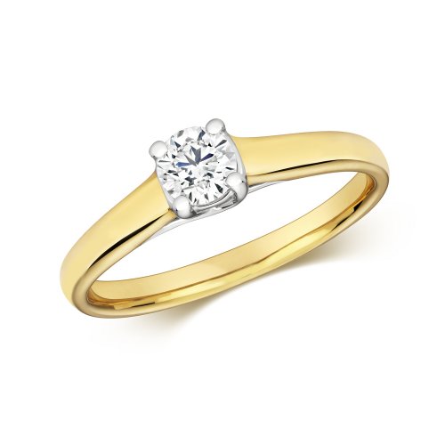 Diamond Claw Set Solitare Engagement Ring In 9ct Gold 