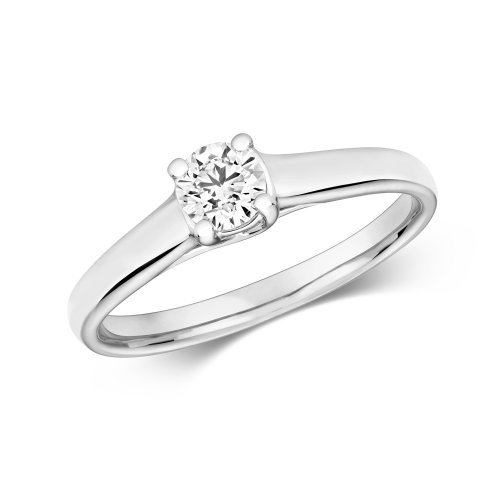 Diamond Claw Set Solitare Engagement Ring In 9ct White Gold 