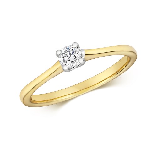 Diamond Claw Set Solitare Engagement Ring In 9ct Gold 