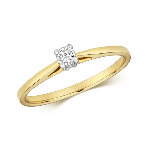 Diamond Claw Set Solitare Engagement Ring In 9ct Gold 