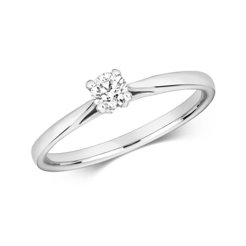 Diamond Claw Set Solitare Engagement Ring In 9ct White Gold 