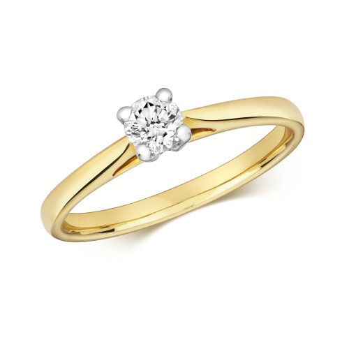 Diamond Claw Set Solitare Engagement Ring In 9ct Gold 