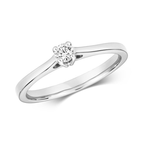 Diamond Claw Set Solitare Engagement Ring In 9ct White Gold 