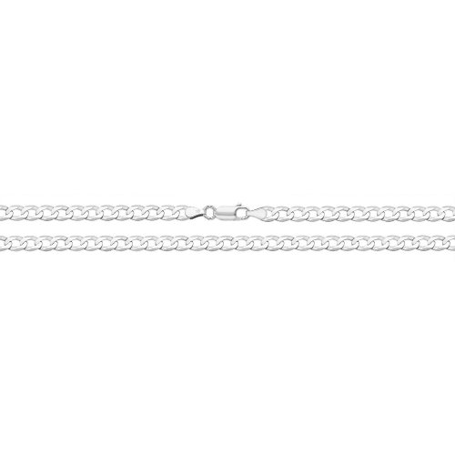 9ct White Gold Flat Curb Bevelled Chain 