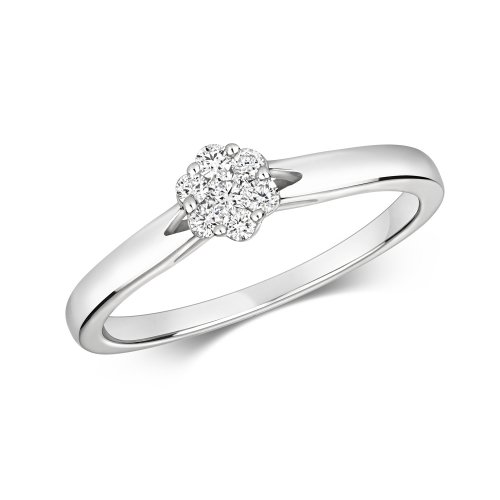 Diamond Cluster Ring In 9ct White Gold 