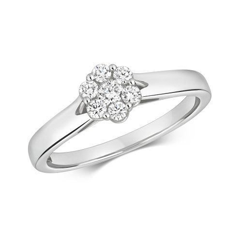 Diamond Cluster Ring In 9ct White Gold 