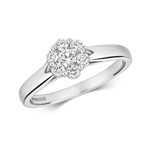 Diamond Cluster Ring In 9ct White Gold 