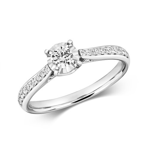 Diamond Illusion Solitaire Ring In 9ct White Gold 