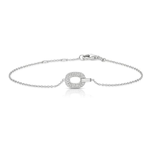 Silver Pave Set Open Long Cushion Cz Bracelet SBG0038