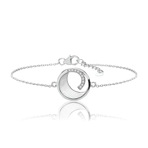 Silver Mother Of Pearl And Cz Swirl Bracelet SBG0044