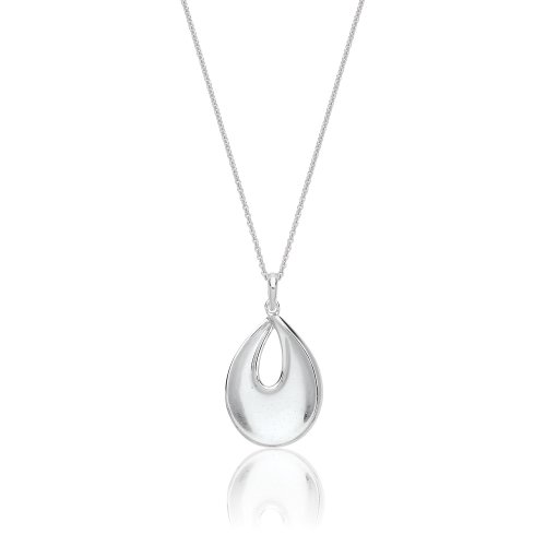 Silver And Cz Tear Shape Fancy Pendant And Chain SPG0074