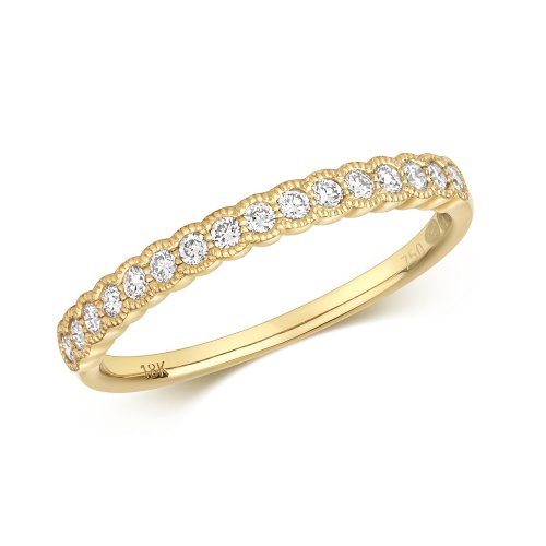 Diamond Millgrain Edge Ring In 18ct Gold 