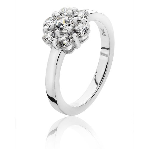 Silver Round Cluster Claw Set Cz Ring SRG0032CZ