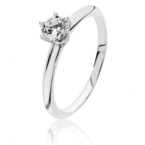 Silver Round Solitire 6 Claw Cz Ring SRG0040