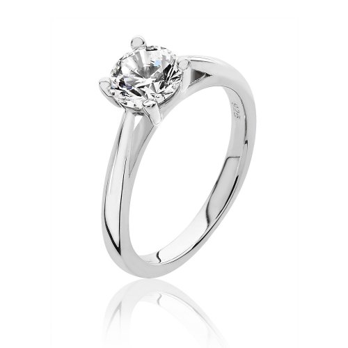 Silver Round Solitaire Cz 4 Claw Set Ring SRG0076CZ