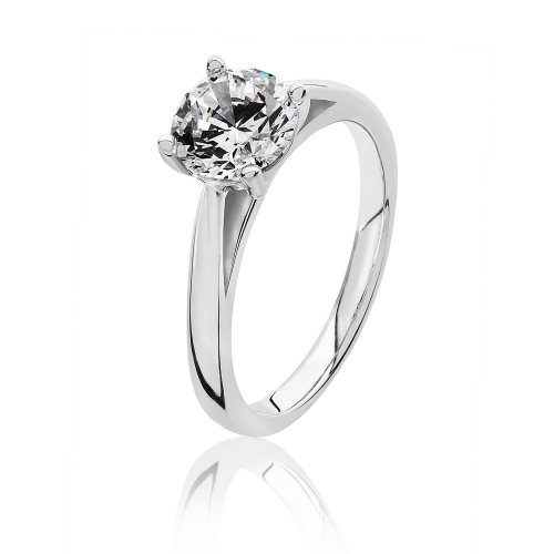 Silver Round Solitaire Cz 4 Claw Set Ring SRG0077CZ
