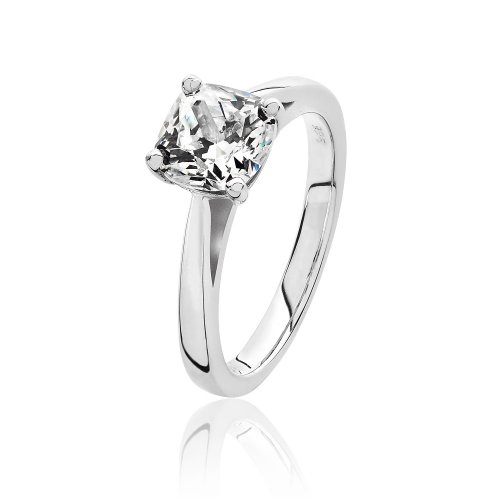 Silver Cushion Solitaire Cz 4 Claw Set Ring SRG0080CZ