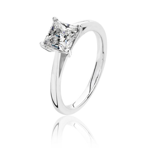 Silver Square Solitaire Cz 4 Claw Set Ring SRG0082CZ