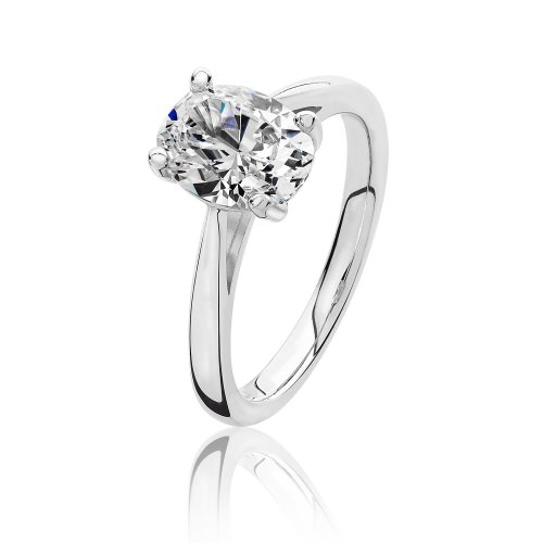 Silver Oval Solitaire Cz 4 Claw Set Ring SRG0091CZ