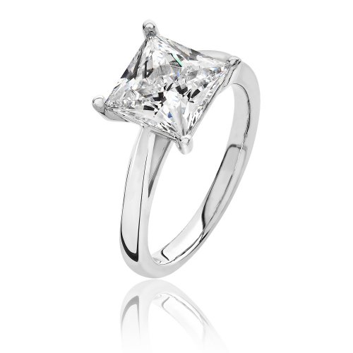 Silver Square Solitaire Cz 4 Claw Set Ring SRG0084CZ