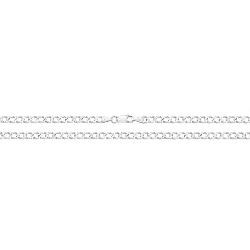 9ct White Gold Flat Curb Bevelled Chain 