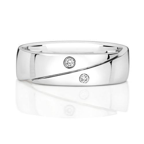 Diamond Gipsy Set Crossover Band In 9ct White Gold 