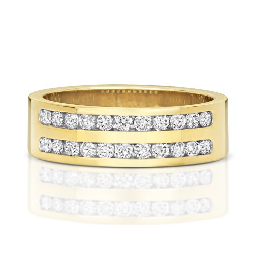 Diamond Channel Set 2 Row Wedding Band In 9ct Gold 