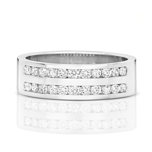 Diamond Channel Set 2 Row Wedding Band In 9ct White Gold 