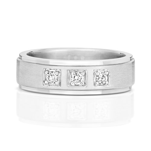 Diamond Grain Set Wedding Ring In 9ct White Gold 