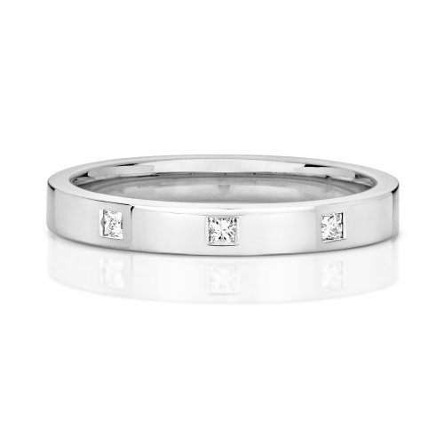 Diamond Gipsy Set Wedding Ring In 9ct White Gold 