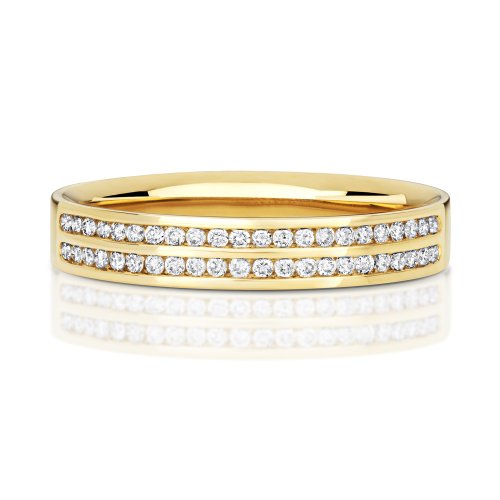 Diamond Channel Set 2 Row Wedding Ring In 9ct Gold 