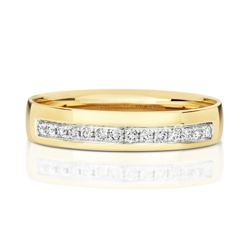 Diamond Grain Set Wedding Ring In 9ct Gold 