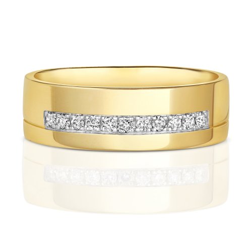Diamond Grain Set Wedding Ring With Groove In 9ct Gold 