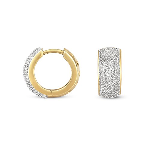 Diamond Pave Set Huggies In 9ct Gold 