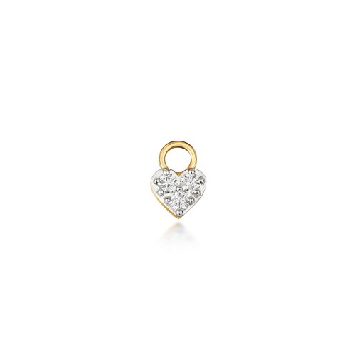 Diamond Heart Earring Charm In 9ct Gold 