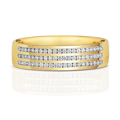 Diamond Channel Set 3 Row Wedding Ring In 9ct Gold 
