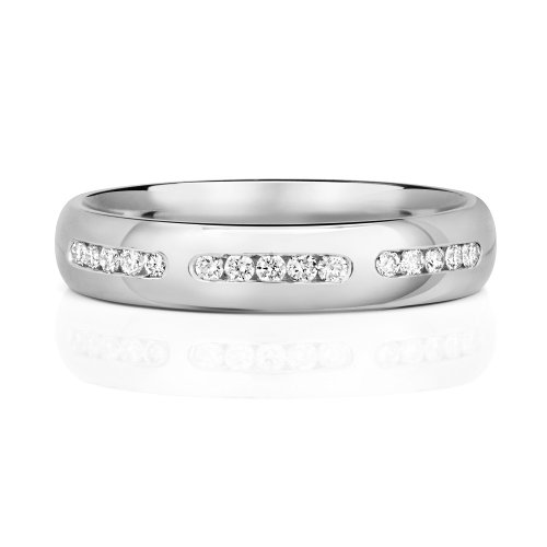 Diamond Channel Set Wedding Ring In 9ct White Gold 