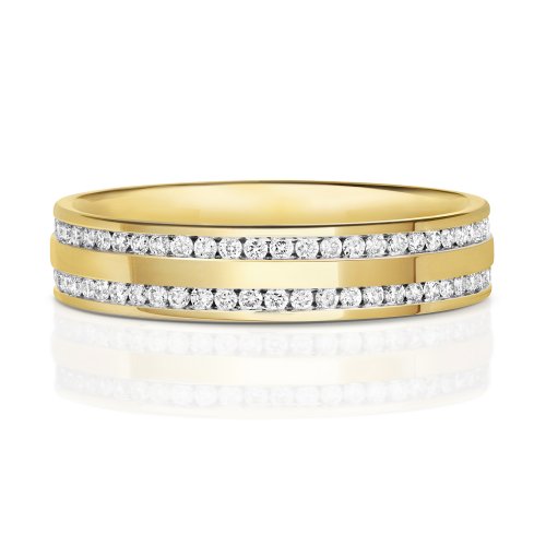 Diamond Full Channel Set 2 Row Wedding Ring In 9ct Gold 
