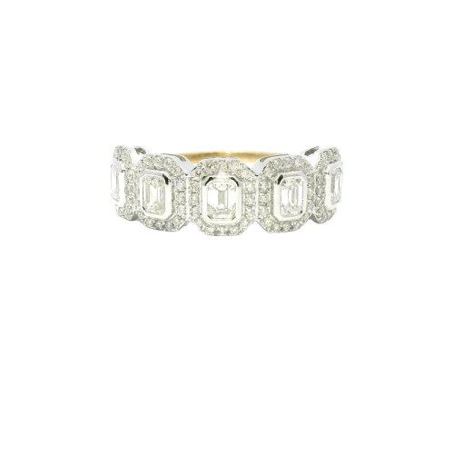 18ct Yellow Gold 1.05ct Diamond Emerald Cut Fancy Ring Size O