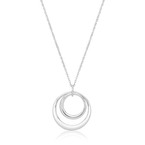 Silver Rhodium Cz Set Doubel Cercle  Pendent 