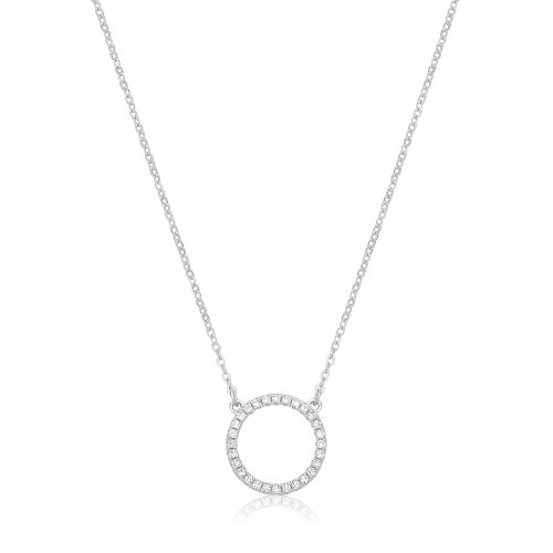 Silver Rhodium Cz Set Cercle Of Life Pendant 